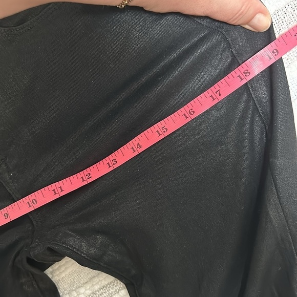 Good American Coated Black Slim Straight Jeans High Rise Pants 24 Night Out - Picture 11 of 15